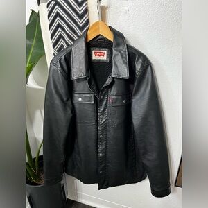 Levi's Men's Faux Leather Sherpa Lined Trucker Jacket